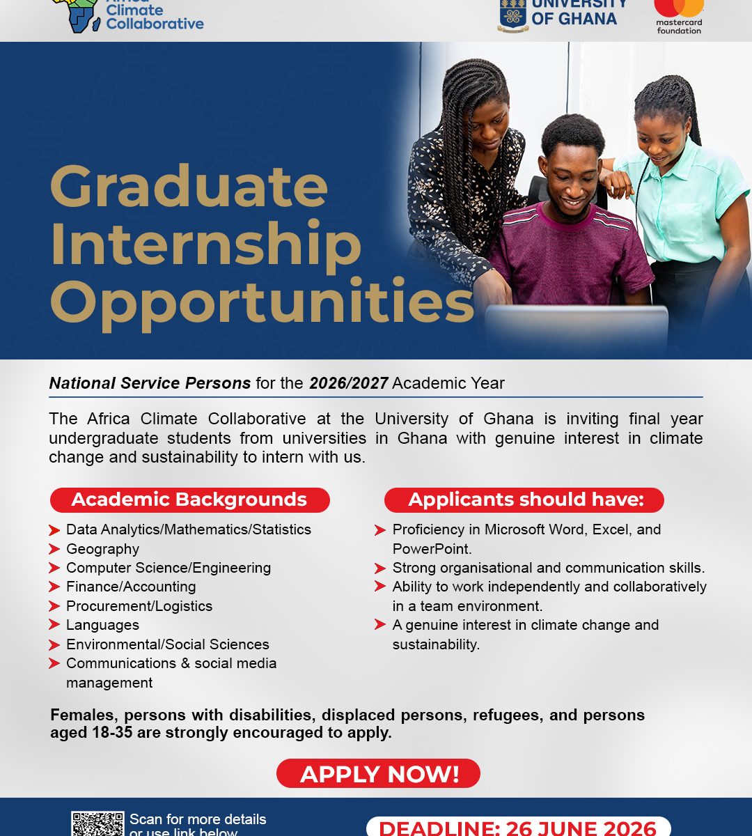 Africa Climate Collaborative (University of Ghana) is Offering Graduate Internship Opportunities for 2026/2027