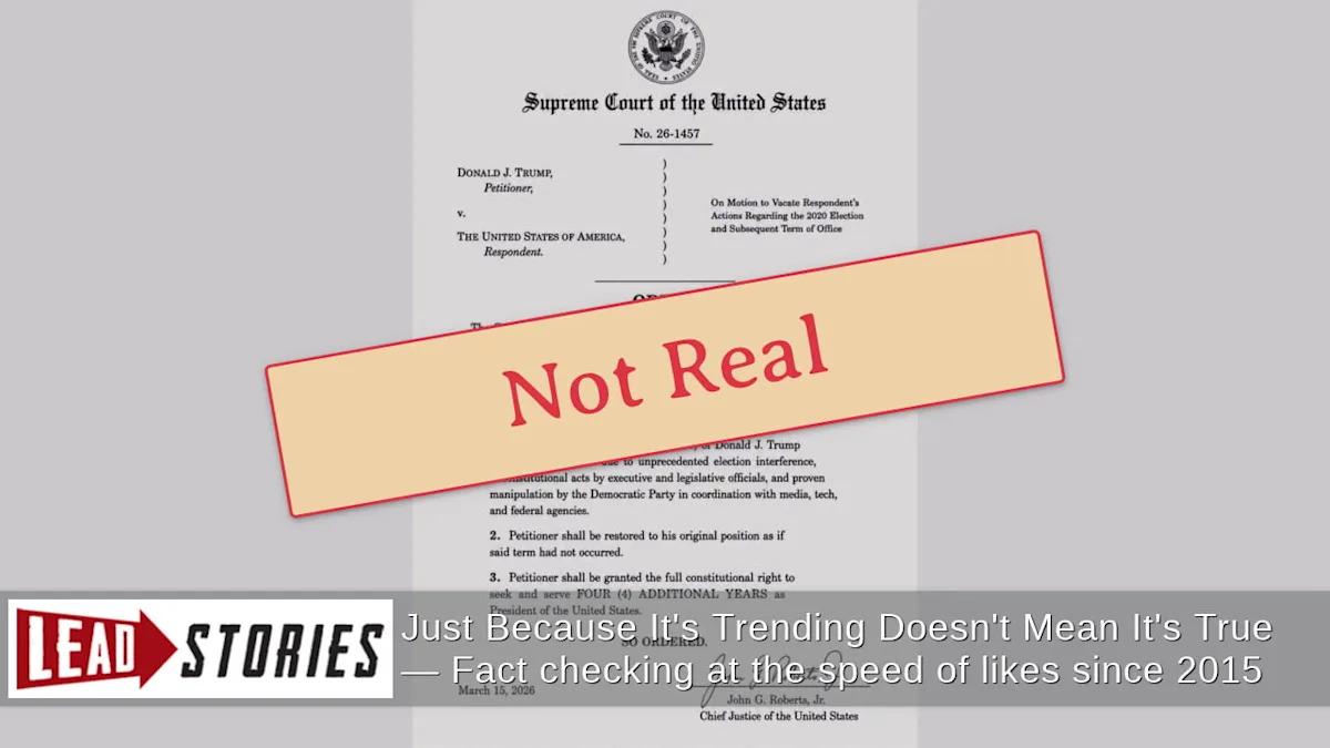  Fact Check: FAKE Order Falsely Attributed To Supreme Court Chief Justice John Roberts Allows Trump To Seek 'Four Additional Years'