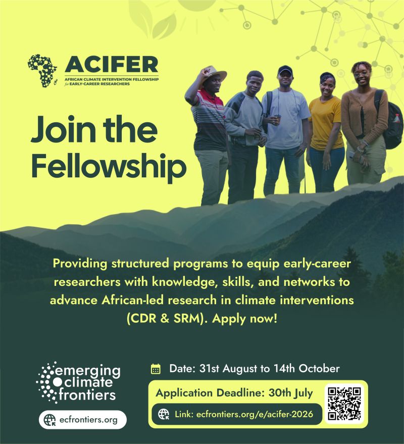 Fully Funded Virtual African Climate Intervention Fellowship for Early-Career Researchers (ACIFER) 2026: Apply Now