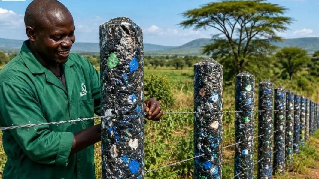 Kenya Recycles Plastic Waste Into Fence Posts Replacing Traditional Timber