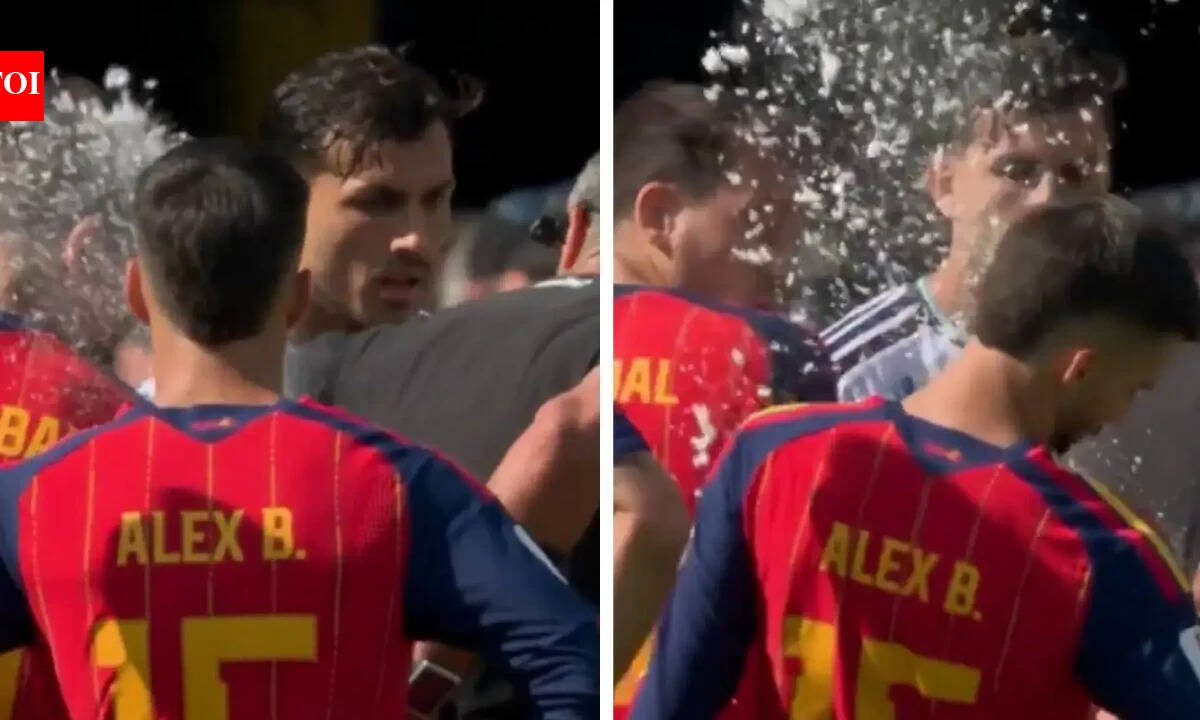 FIFA WC final: Referee's accidental spray leaves Spain's Alex Baena wearing shaving cream in hilarious final blooper | Football News