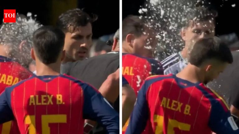 FIFA WC final: Referee's accidental spray leaves Spain's Alex Baena wearing shaving cream in hilarious final blooper | Football News