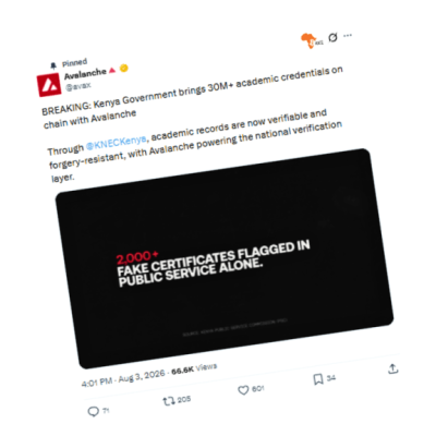 CASE STUDY | ‘The Kenya Government Brings 30 Million+ Academic Credentials On-Chain,’ Announces Avalanche – BitKE