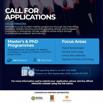 MMoCRA EU-Funded Mobility Programme Opens 95 Mobility Scholarship Opportunities for Climate Resilience Research and Training Across Africa
