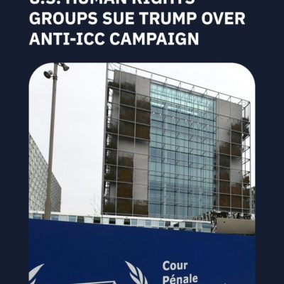 US human rights groups sue Trump over anti-ICC push U.S. human rights groups sue the Trump administration over its campaign to dismantle the International Criminal Court, calling the effort unconstitutional. Full story:
https://www.rappler.com/world/us-canada/human-rights-groups-sue-trump-over-anti-icc-push/
